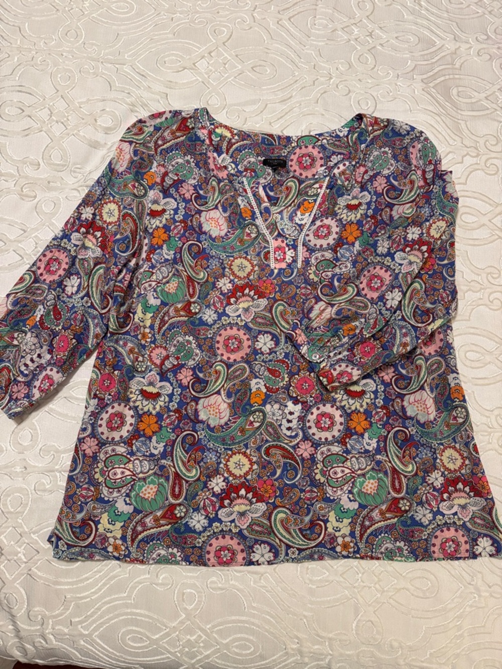 Talbots Multicolor Paisley V-Neck Tunic